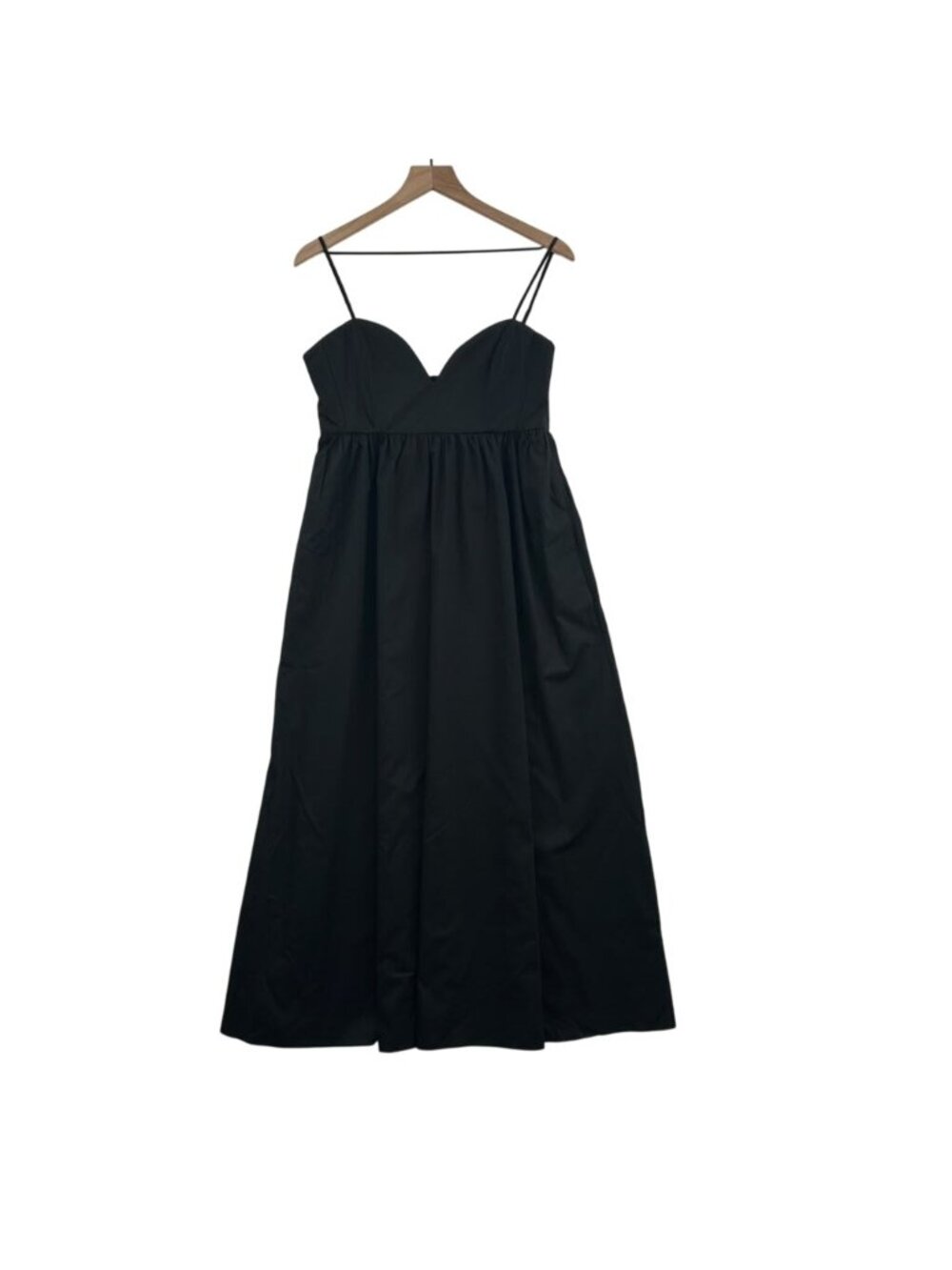 Zara Dress Women's Size Large Black Maxi Spaghetti Strap Sweetheart Neck